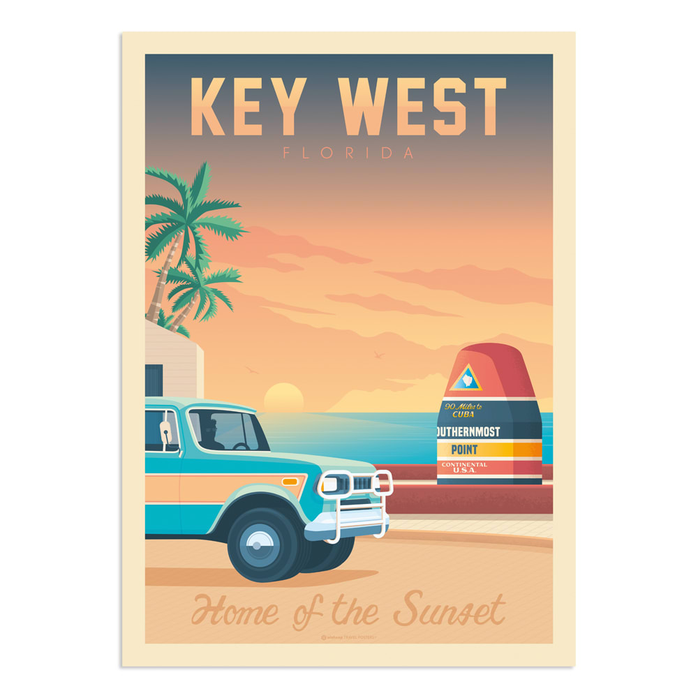 Póster Key West Southernmost point  30x40 cm
