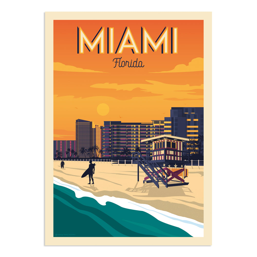 Affiche Miami 21x29,7 cm