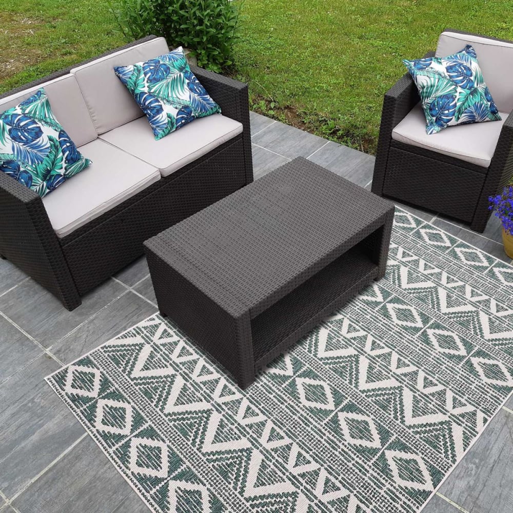 Tapis exterieur 60x110 vert, crème - Maisons du Monde