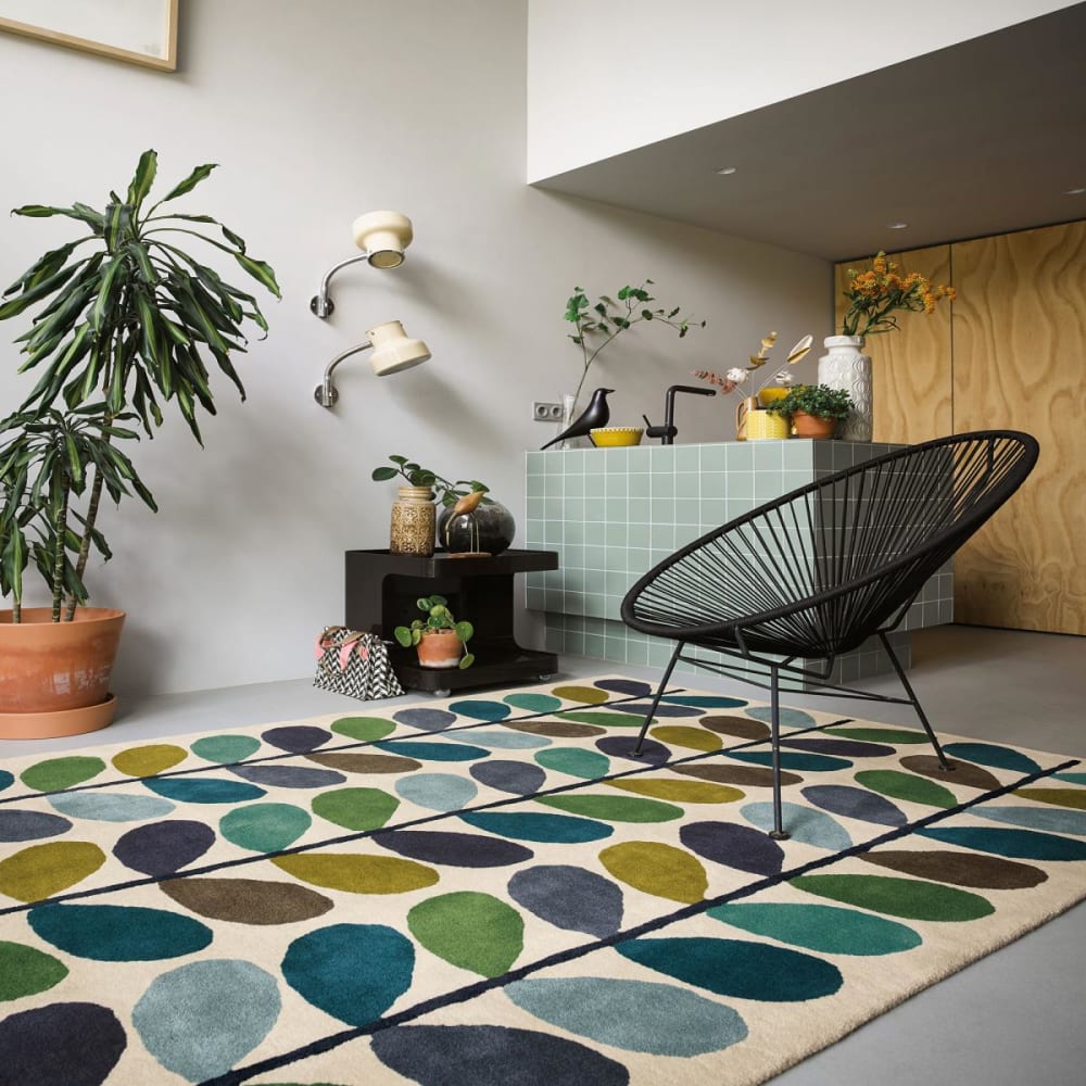 Tapis salle à manger 250x350 laine bleu - Maisons du Monde