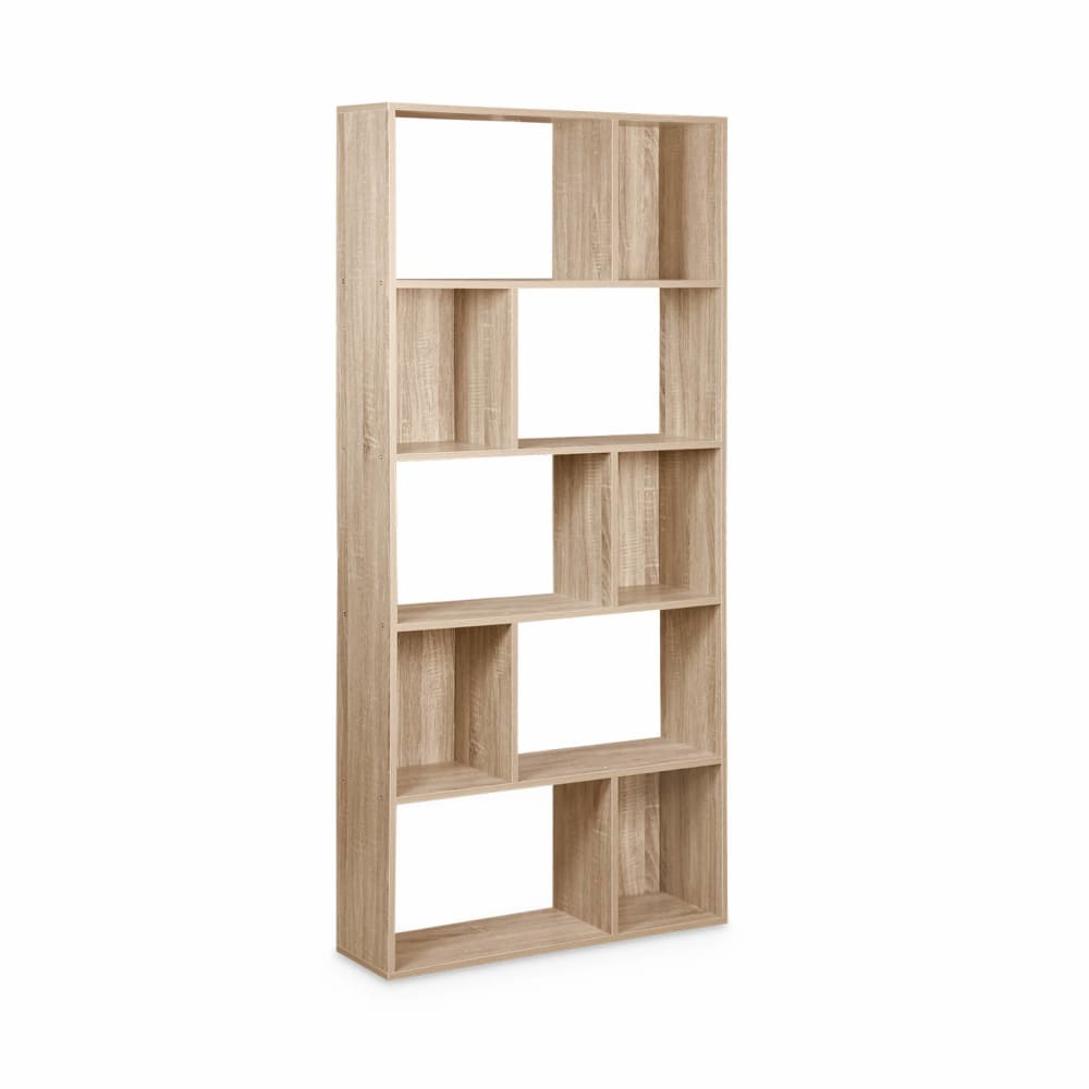 Bücherregal Asymmetrisches Design aus Holz, 5 Ebene, 10