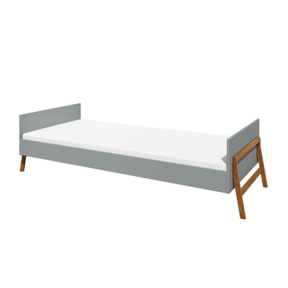 Lit 90x200 sommier inclus lotta panneaux mdf et stratifiés gris Lit 90x200 sommier inclus lotta panneaux mdf et stratifiés gris