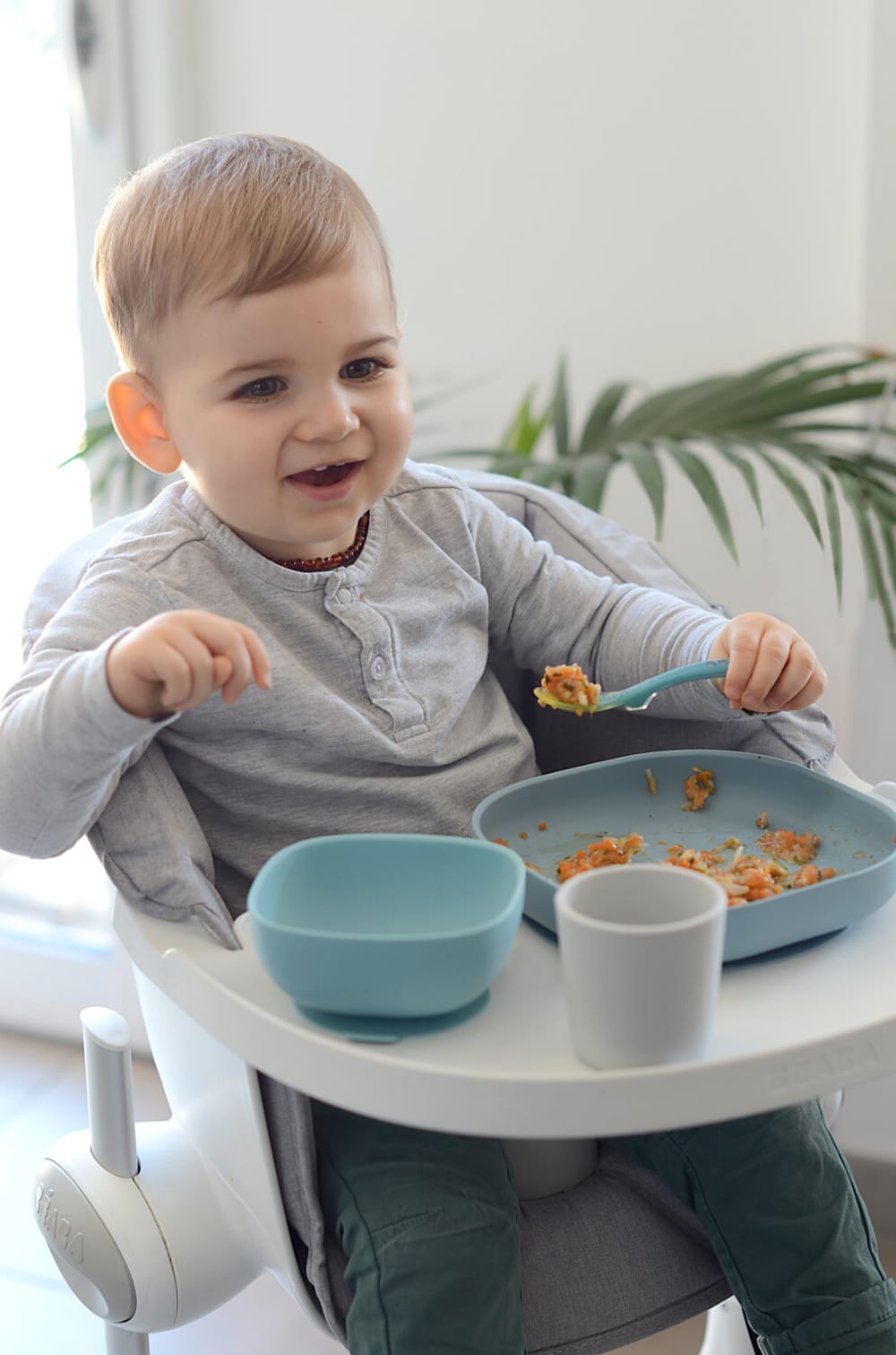 Coffret repas en silicone bleu jungle (4 pièces) - Maisons du Monde