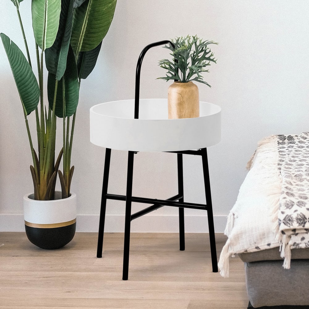 Bout de canapé avec plateau en mdf blanc, structure métallique - Maisons du Monde