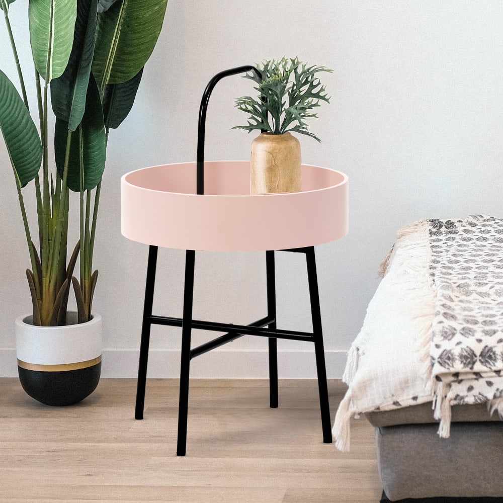 Bout de canapé avec plateau en mdf rose et structure métallique - Maisons du Monde
