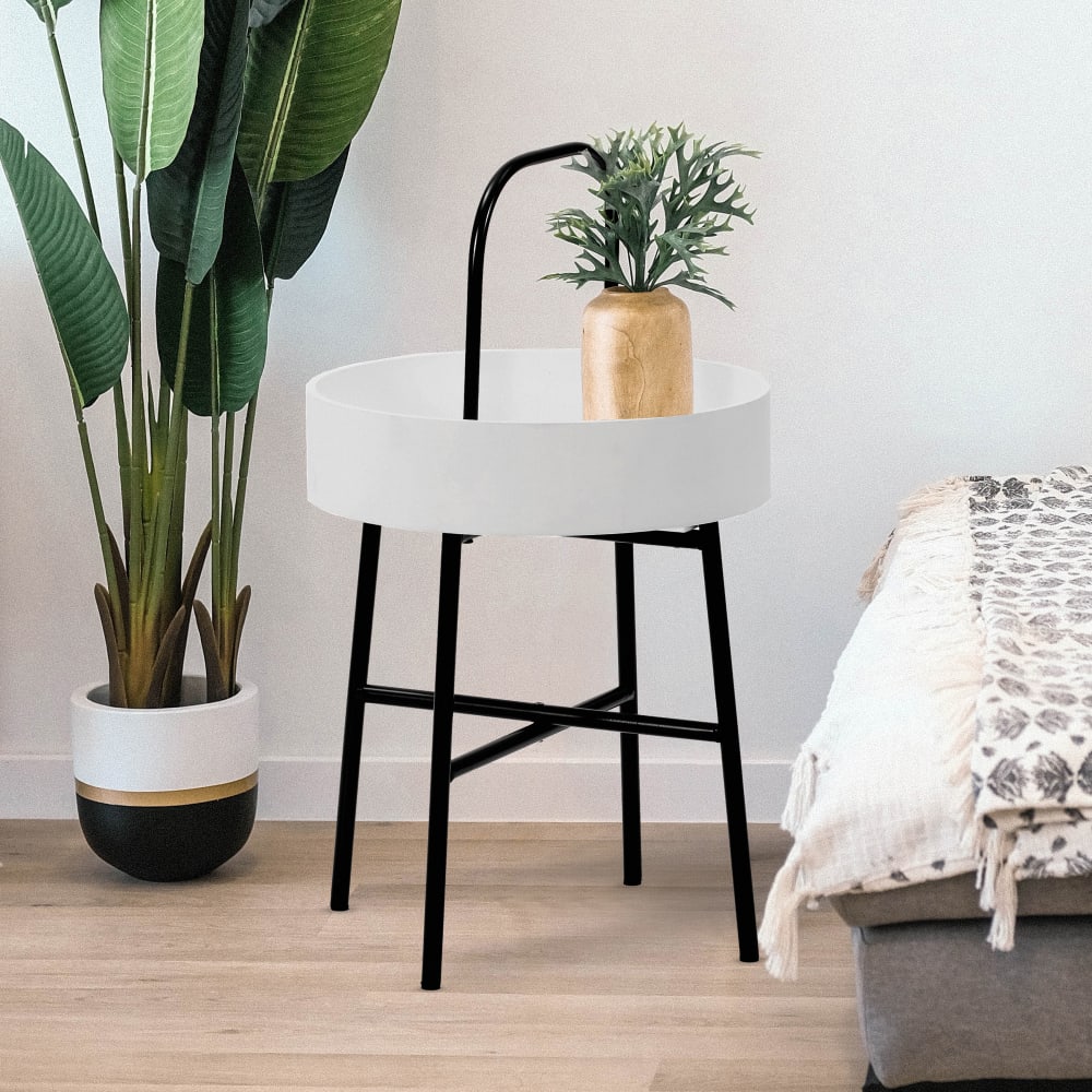 Bout de canapé avec plateau en mdf gris et structure métallique - Maisons du Monde