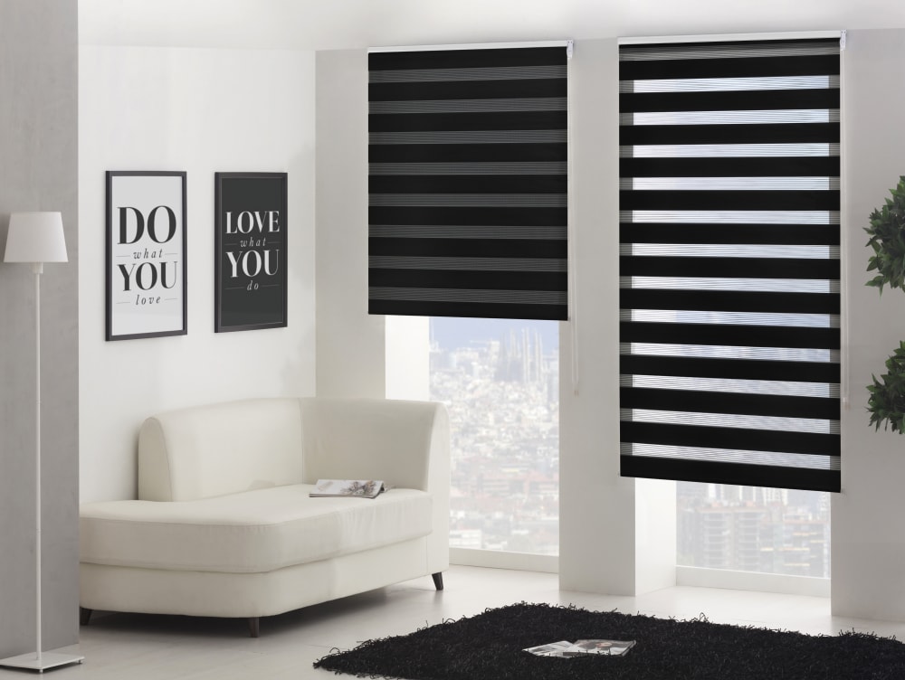 Estor enrollable negro noche y día sujeción pared o techo 180X250 - Maisons du Monde