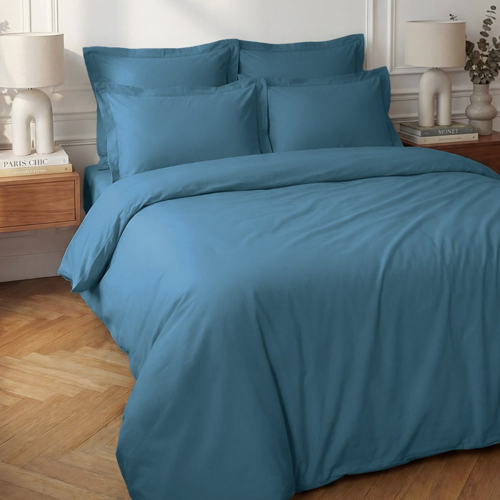 Housse de couette en percale coton  cobalt 260x240 cm