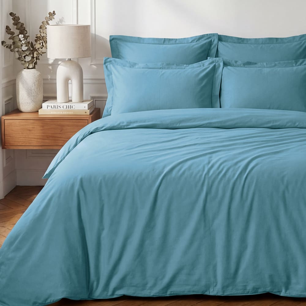 Housse de couette en percale coton cobalt 240x220 cm - Maisons du Monde