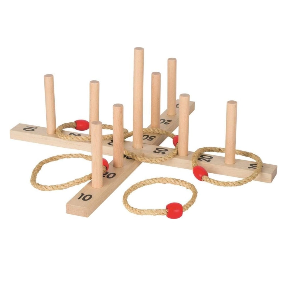 Goki Jeu de lancer d'anneaux Blanc Bois - 1x1x1cm
