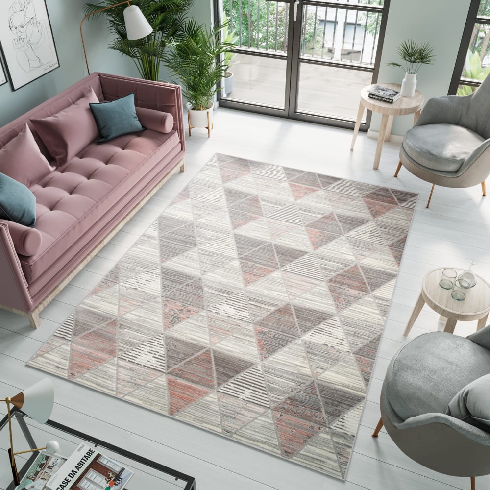 Alfombra de salón gris salmón antracita crema 3d 300 x 400 cm - Maisons du Monde