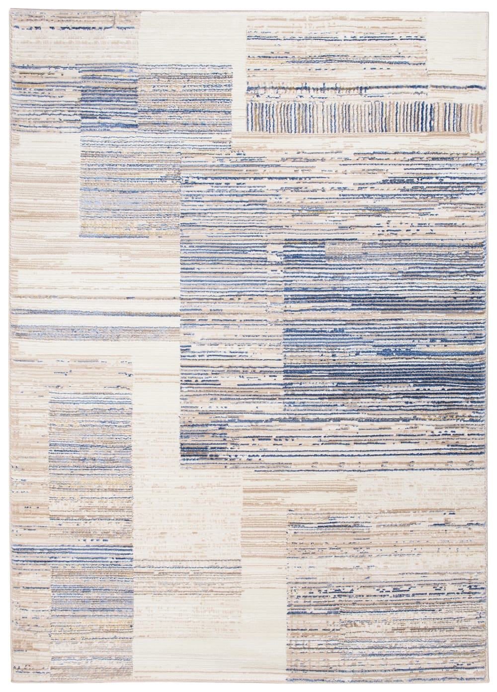 Alfombra de salón azul oscuro crema beige 140 x 200 cm
