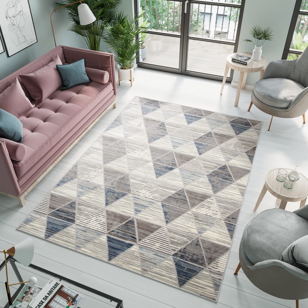 Alfombra de salón gris crema azul marino antracita 3d 80 x 150 cm - Maisons du Monde