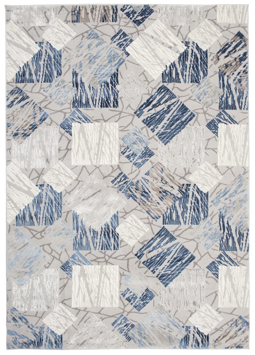 Alfombra de salón azul marino gris crema 3d 120 x 170 cm