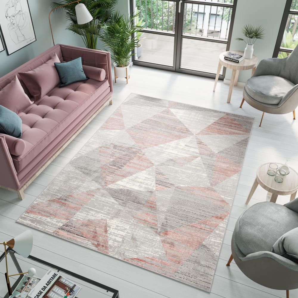 Alfombra de salón gris claro salmón 250 x 350 cm - Maisons du Monde
