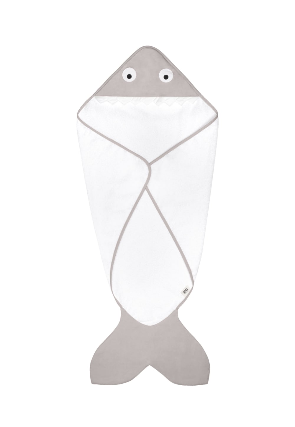 Serviette queue de requin pour bébé 100% coton gris pierre - Maisons du Monde