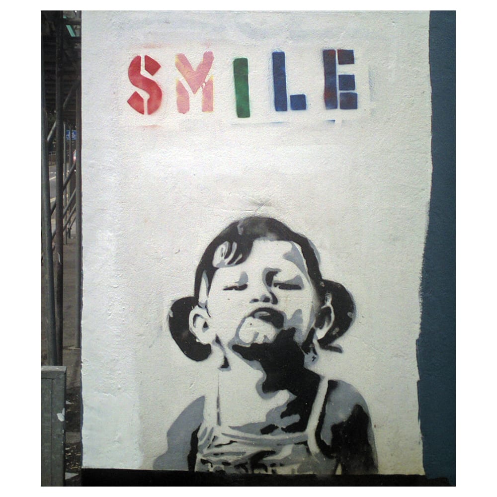 Stampa su tela - Smile, Banksy cm. 50x60 - Multicolore - PES - Poliestere