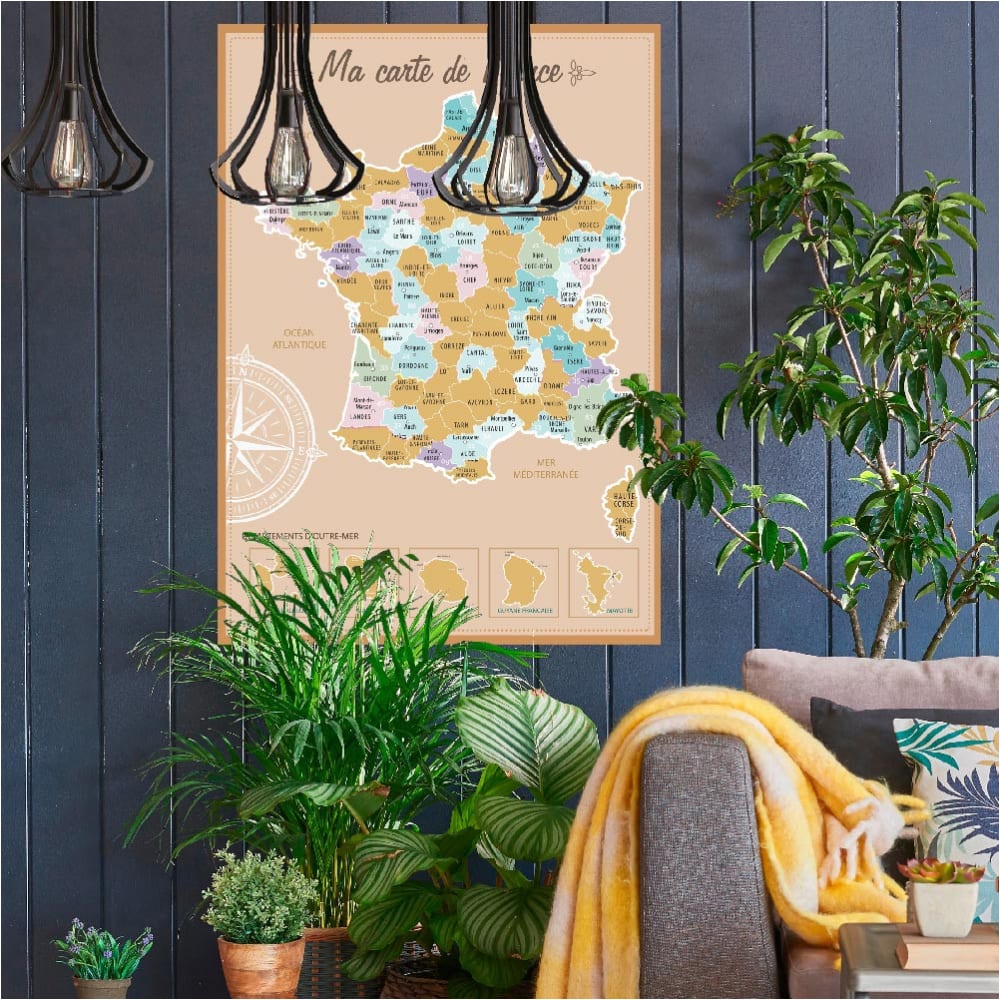 Décoration murale carte de France à gratter 52x73cm - Maisons du Monde