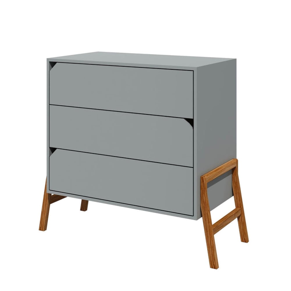 Commode 3 tiroirs lotta panneaux mdf et stratifiés gris Commode 3 tiroirs lotta panneaux mdf et stratifiés gris