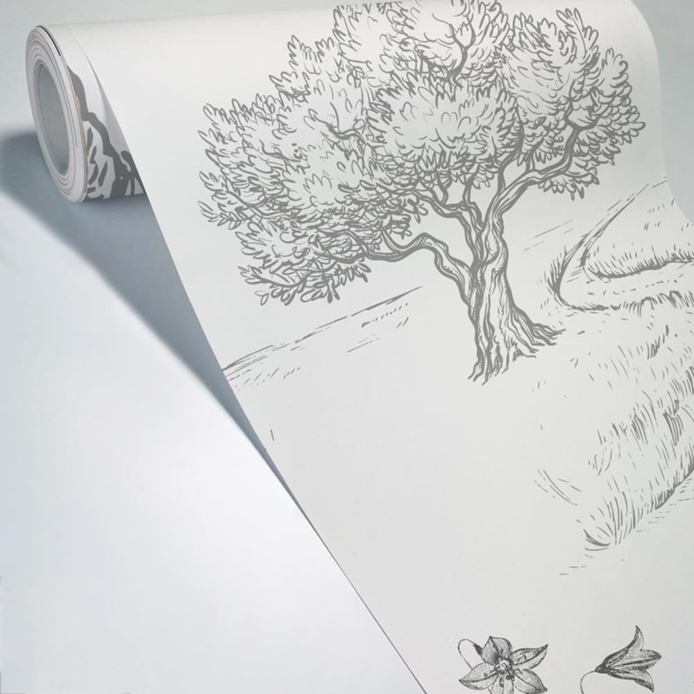 Papier peint panoramique - gris - intissé - 7 lés : 336x270cm — vue 3