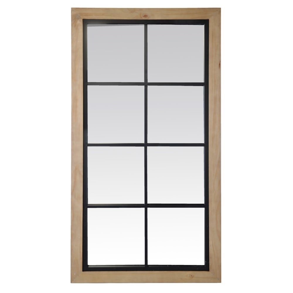 Miroir industriel en bois et métal 65x123cm