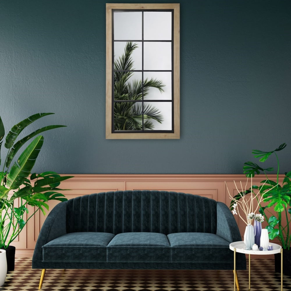 Miroir industriel en bois et métal 65x123cm