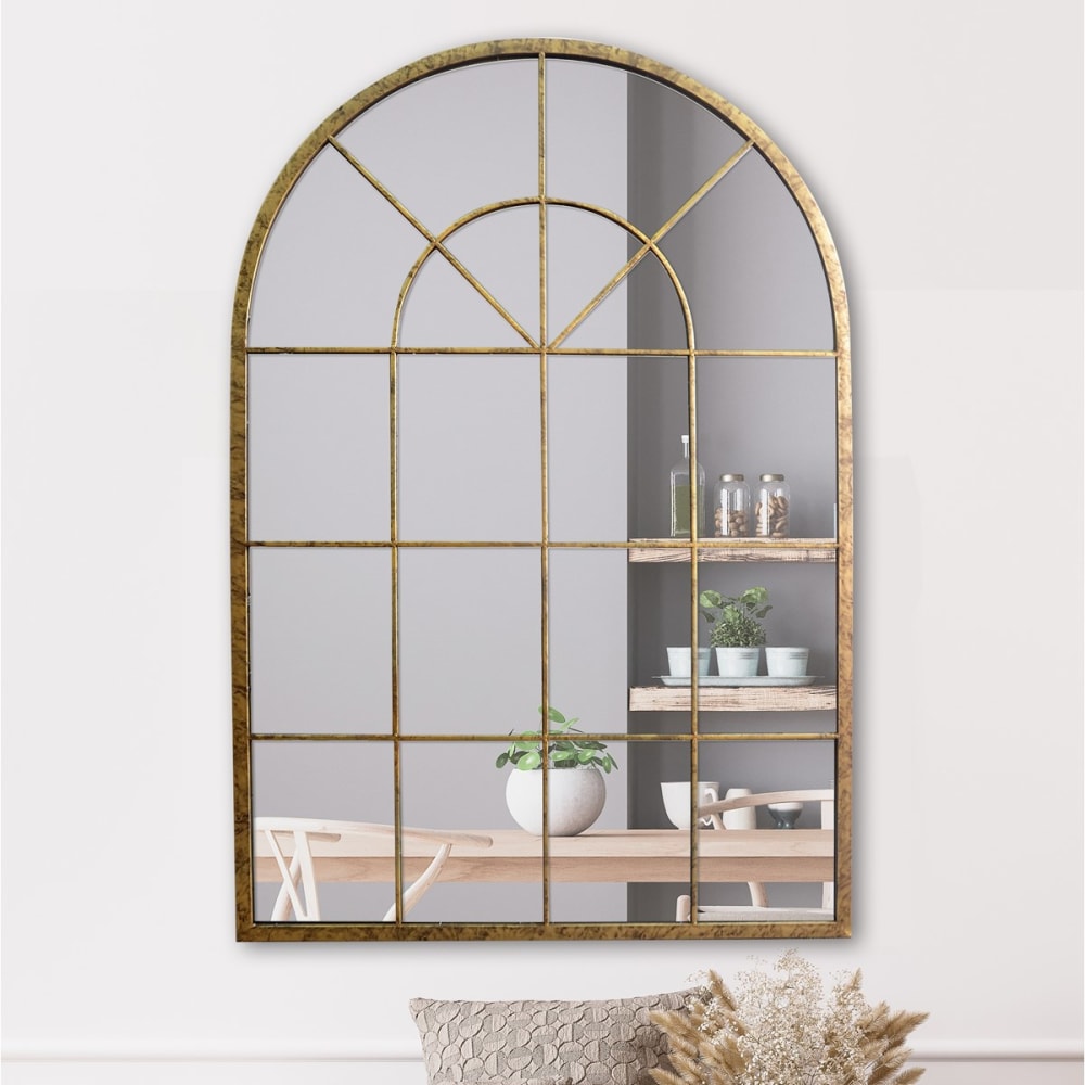 Miroir fenêtre arquée 93x135cm dore - Maisons du Monde