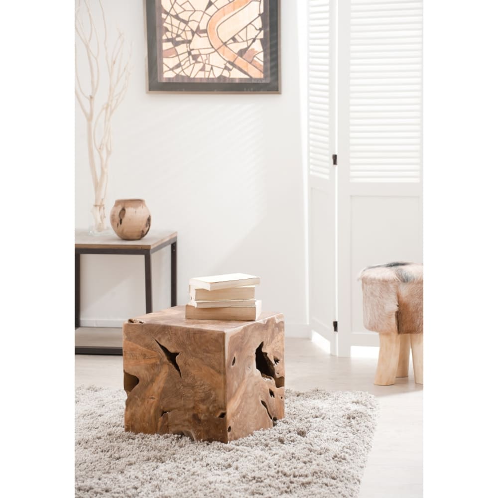 Cubo de madera de teca de 40x40x40 cm - Maisons du Monde