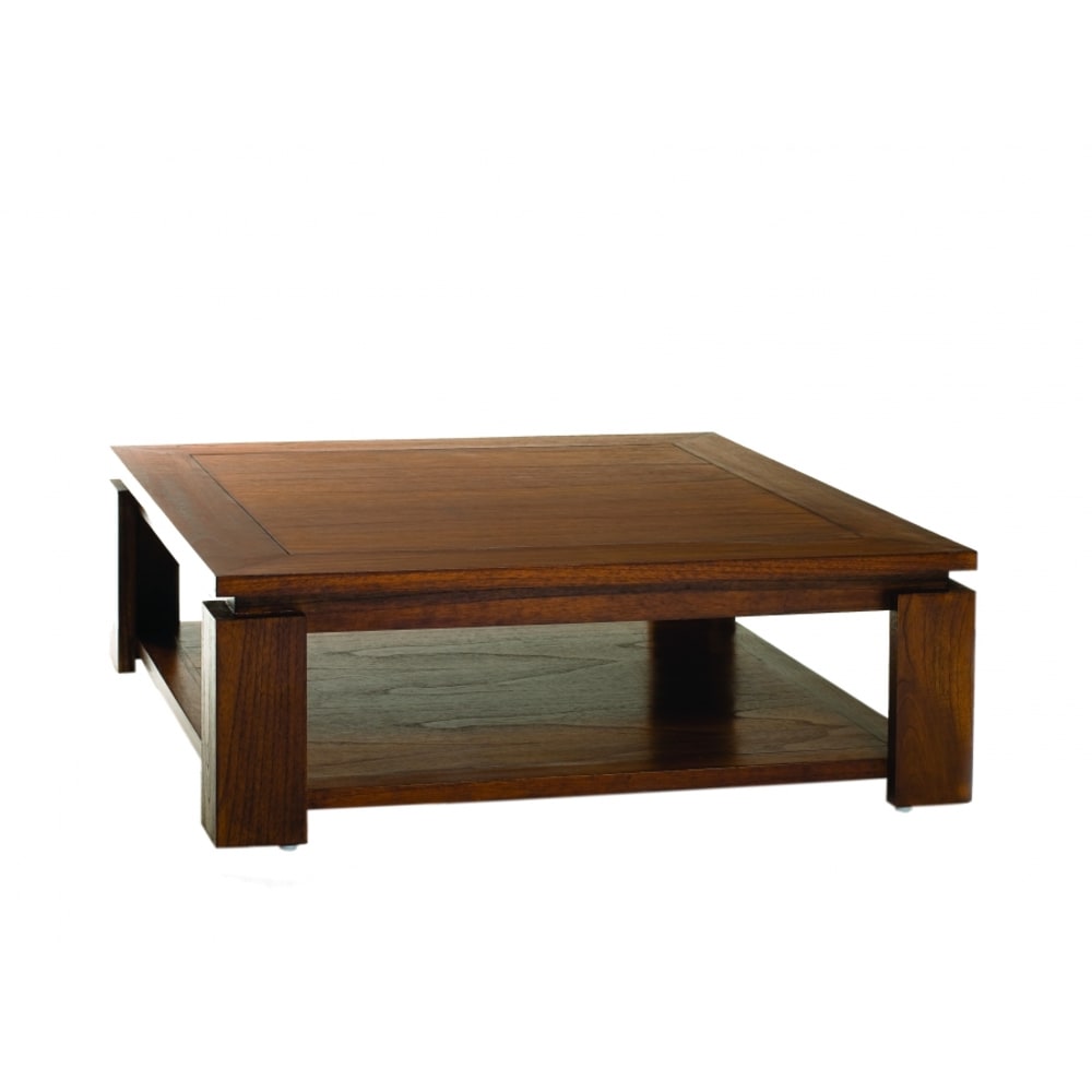MACABANE Quadratischer Couchtisch mit unterer Tischplatte aus Mindiholz L90 style exotic Braun