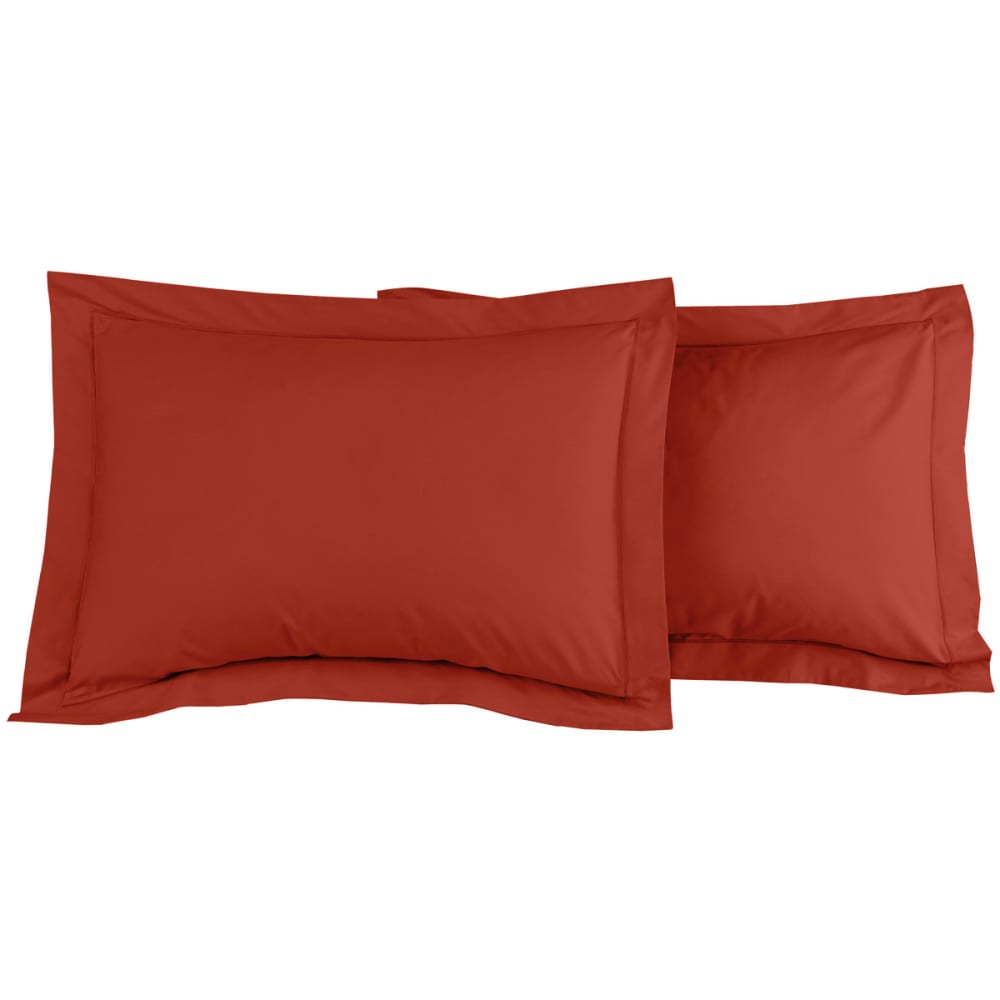 Lot de 2 taies d'oreiller en percale de coton terracota 50x70 cm