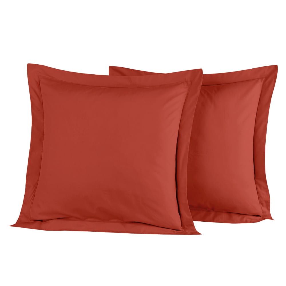 Llot de 2 taies d'oreiller en percale de coto terracota 65x65 cm