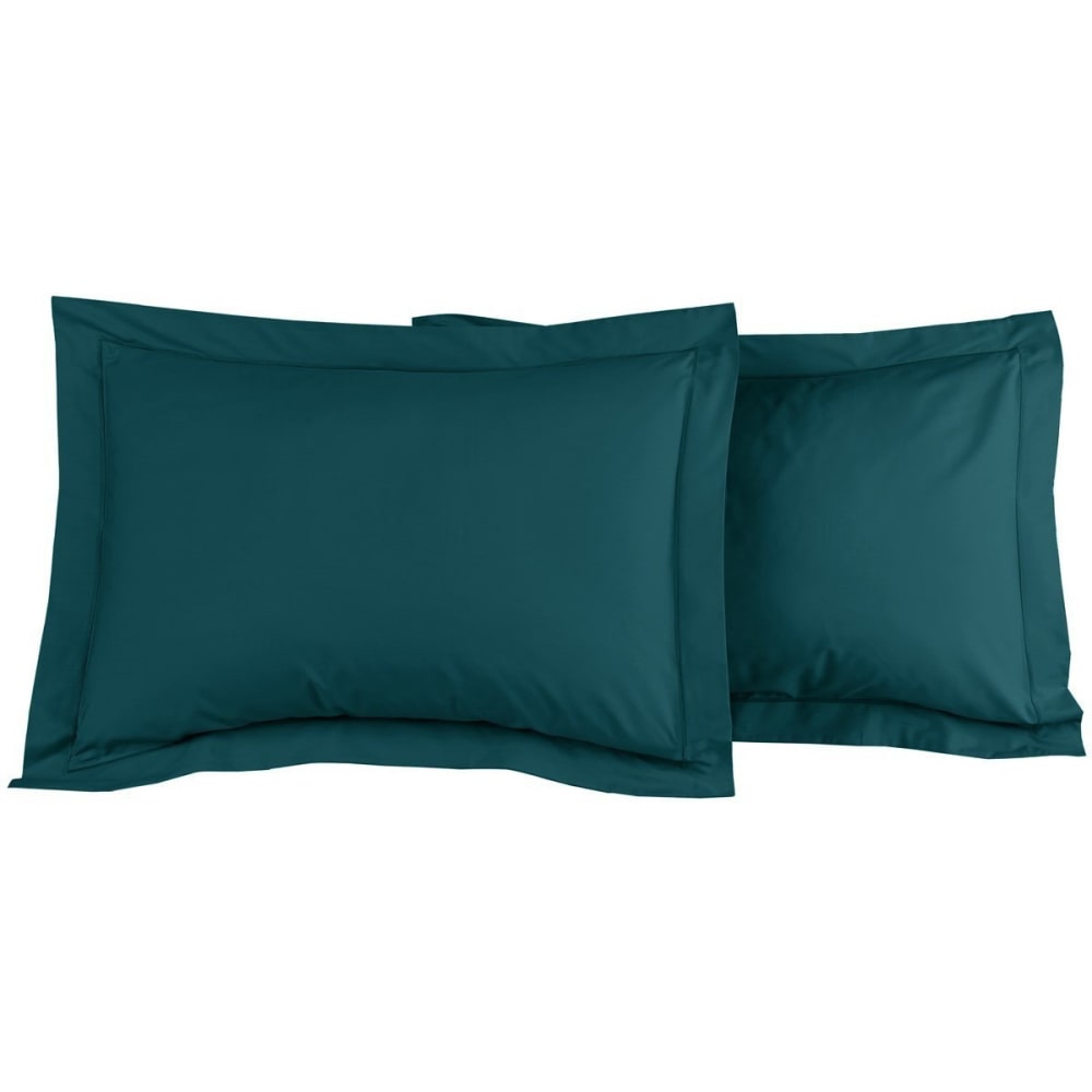 Lot de 2 taies d'oreiller en percale de coton petrol 50x70 cm