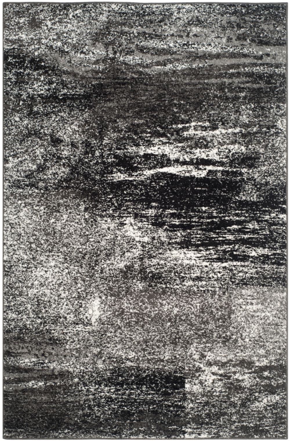 Tapis abstrait moderne en polypropylène argent/noir, 155 x 229 cm