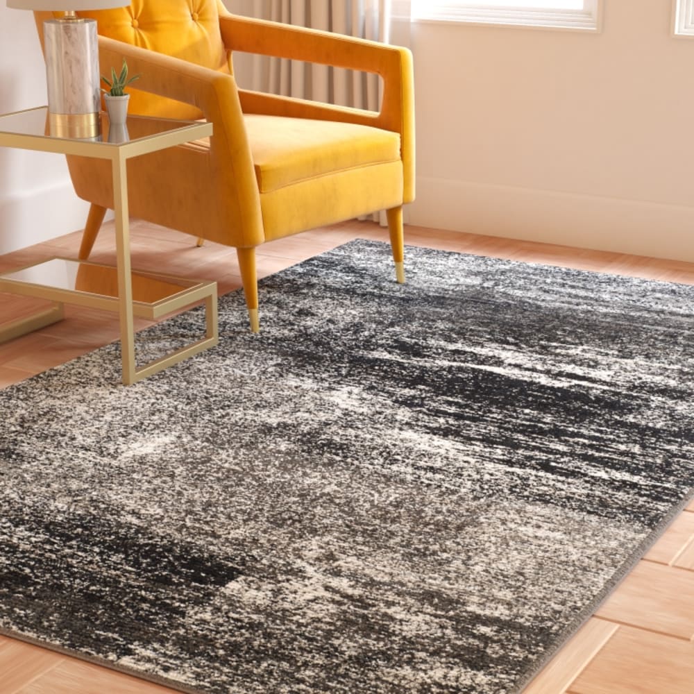 Tapis abstrait moderne en polypropylène argent/noir, 155 x 229 cm — vue 4