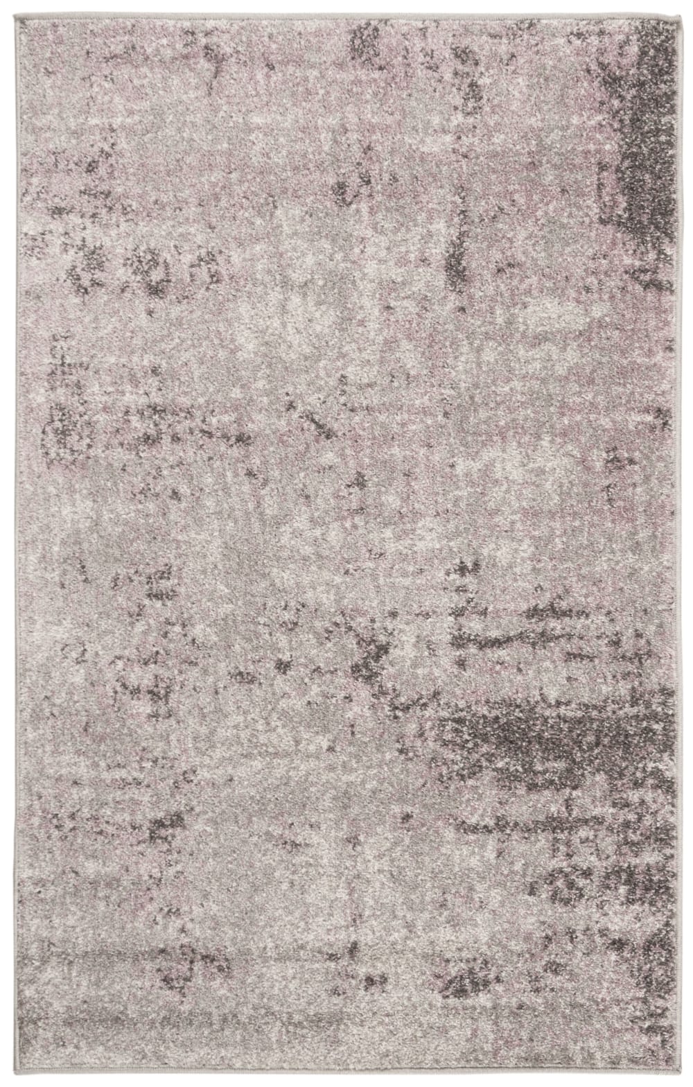 Tapis abstrait moderne en polypropylène gris/violet, 91 x 152 cm