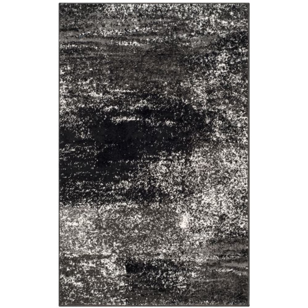 Tapis abstrait moderne en polypropylène argent/noir, 122 x 183 cm