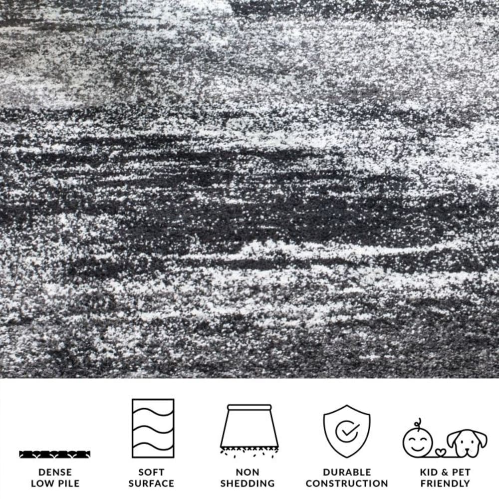 Tapis abstrait moderne en polypropylène argent/noir, 122 x 183 cm — vue 4