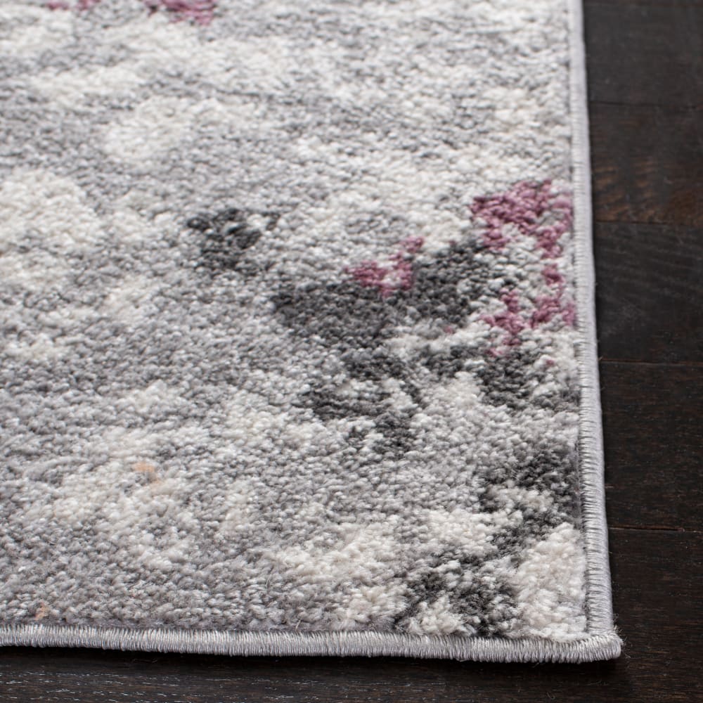 Tapis floral contemporain en polypropylène gris/violet, 122 x 183 cm — vue 4