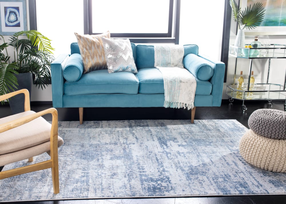 Tapis contemporain en polypropylène blanc/bleu, 183 x 274 cm — vue 4