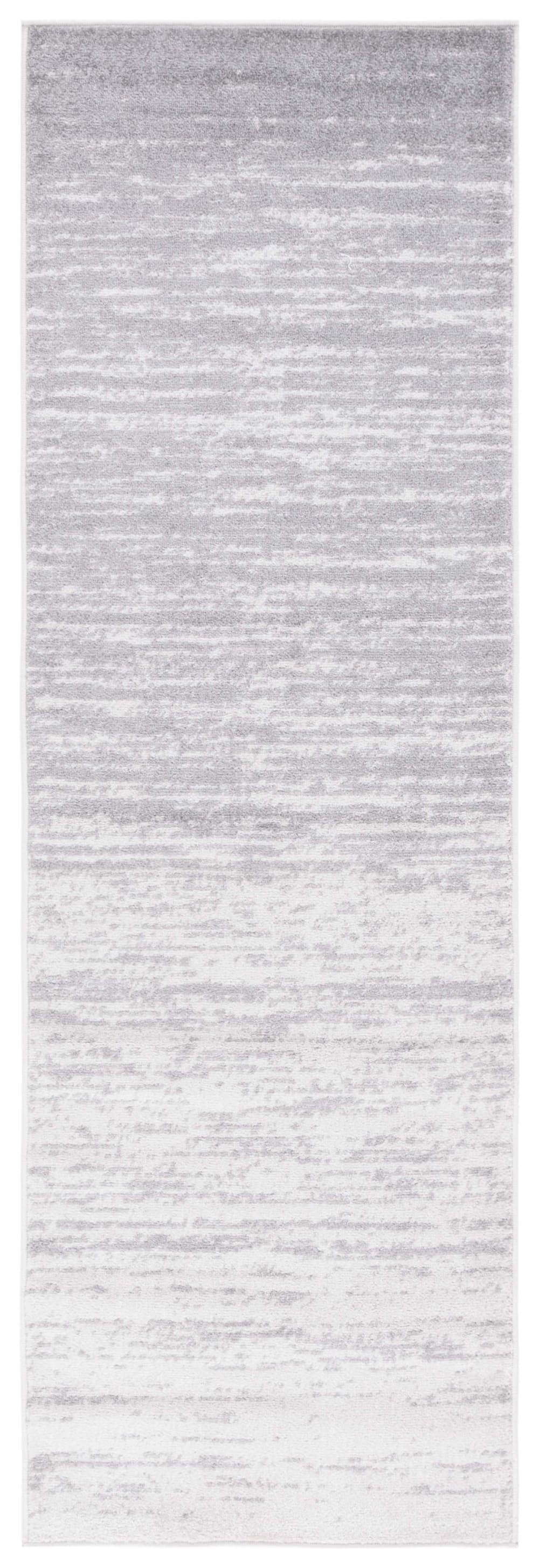 Tapis ombre moderne en polypropylène blanc/argent, 76 x 244 cm