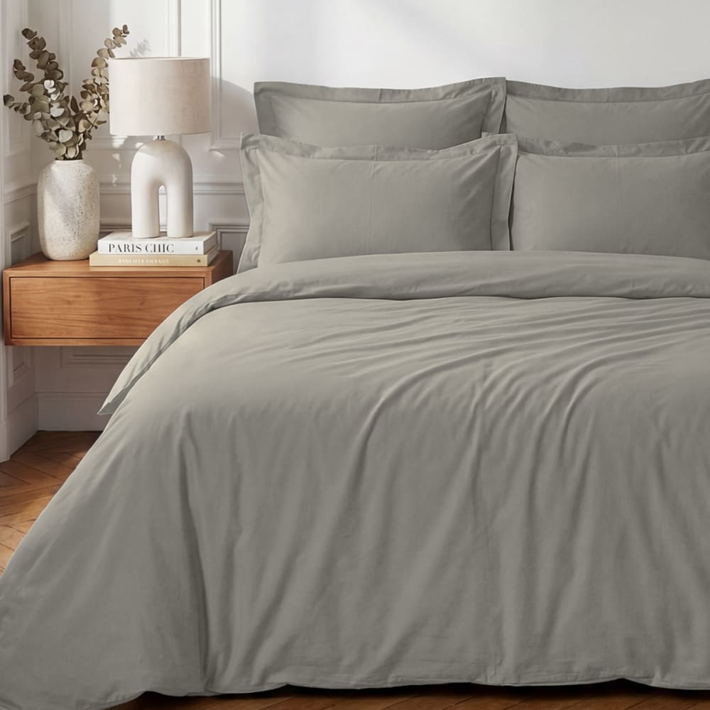 Drap housse en percale bonnet 40cm gris perle 90x200 cm — vue 3