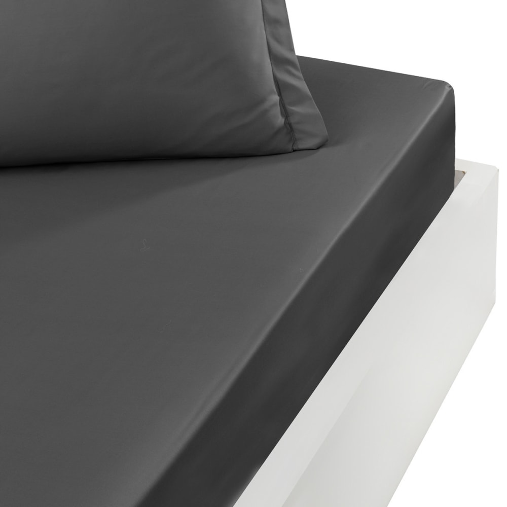 Drap housse en percale bonnet 40cm Anthracite 180x200 cm