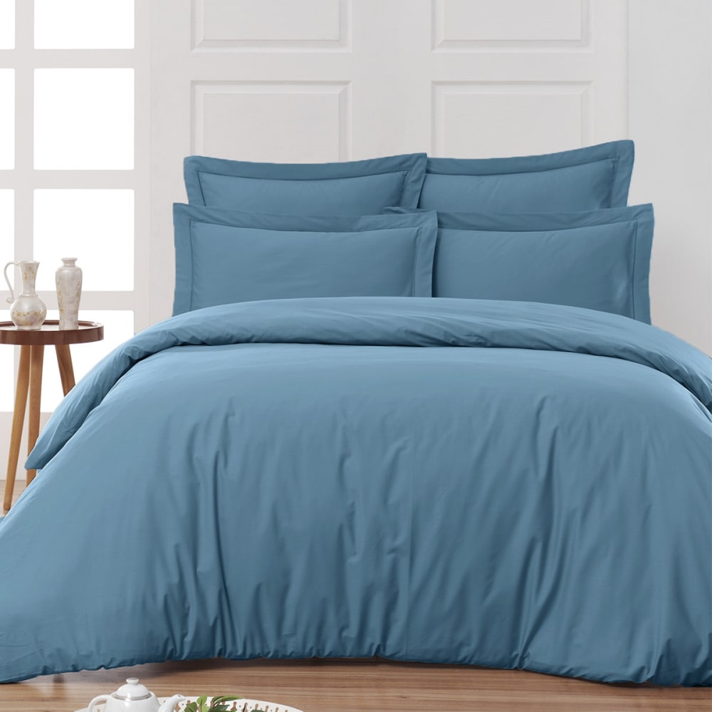 Drap housse en percale de coton cobalt 90x200 cm — vue 3