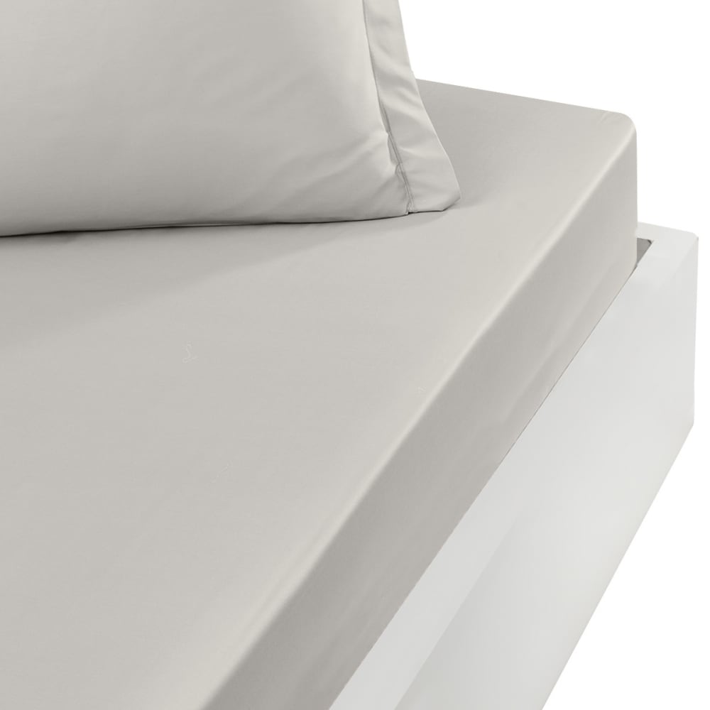 Drap housse en percale bonnet 40cm Gris Perle 140x200 cm
