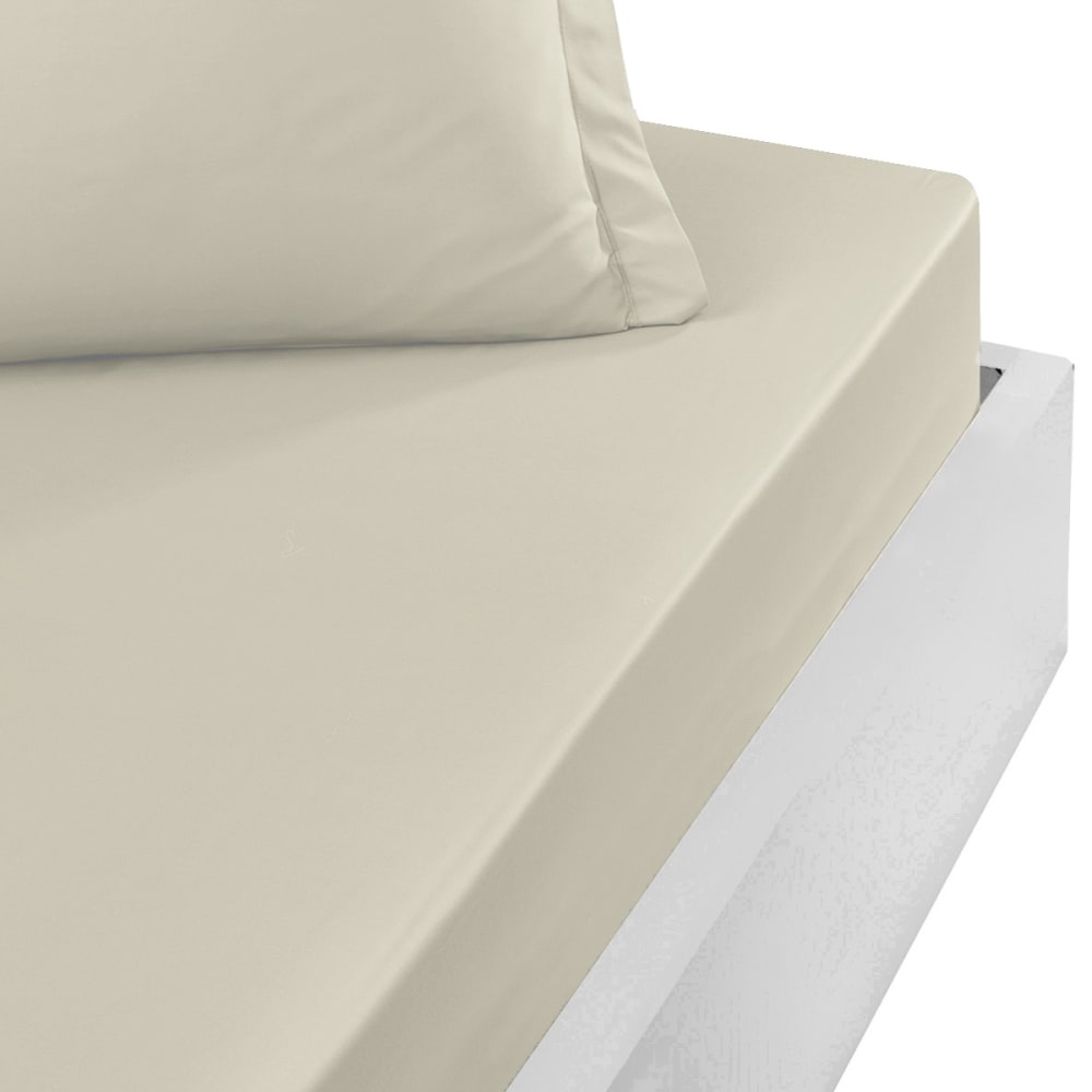 Drap housse en percale bonnet 40cm Ficelle 180x200 cm