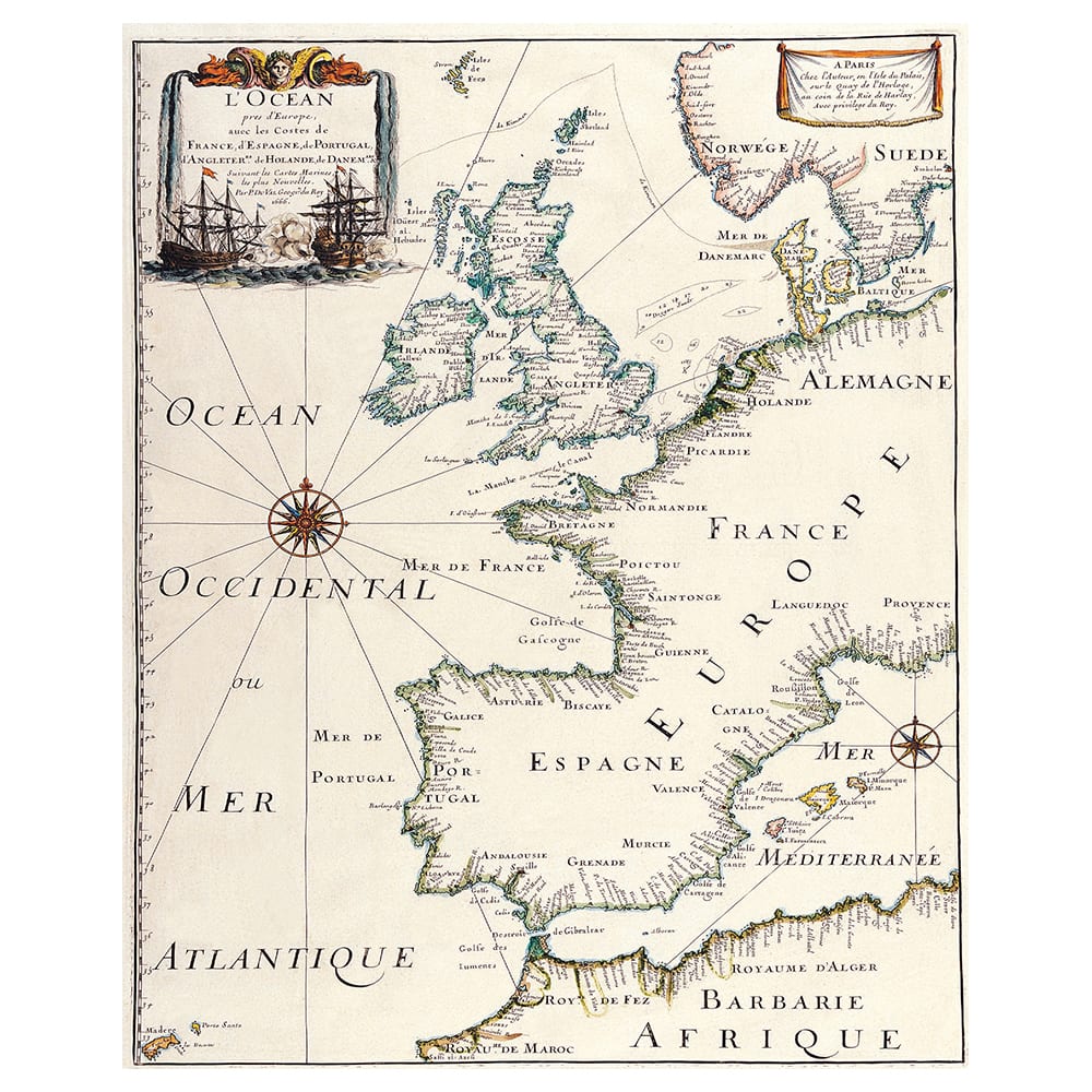 Stampa su tela - Mappa Antica No. 5 cm. 40x50 - Multicolore - PES - Poliestere