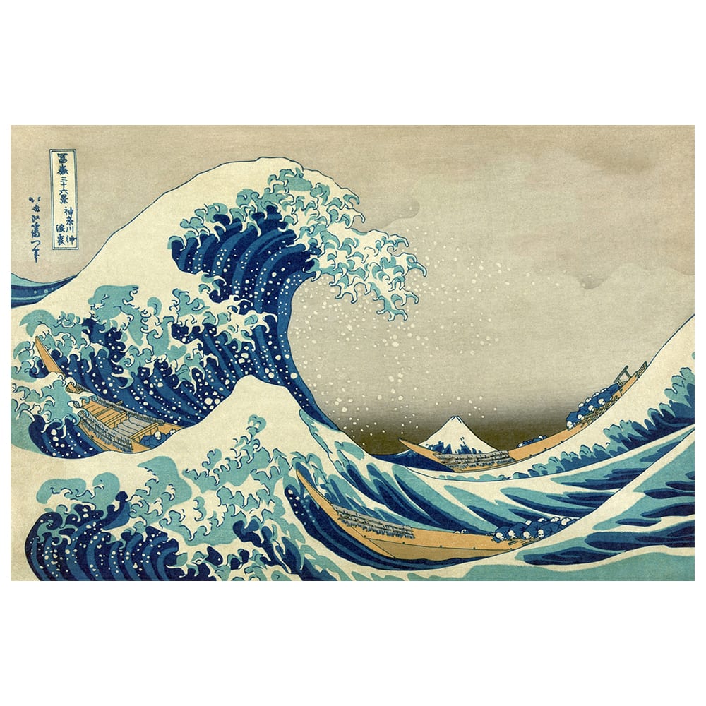 Stampa su tela - La Grande Onda Di Kanagawa - K. Hokusai cm. 60x90 - Multicolore - PES - Poliestere