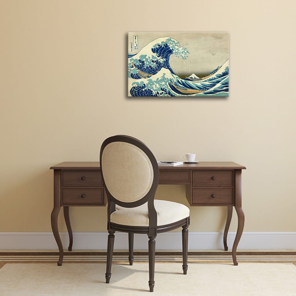 Tableau La Grande Vague de Kanagawa Katsushika Hokusai 80x120cm — vue 3