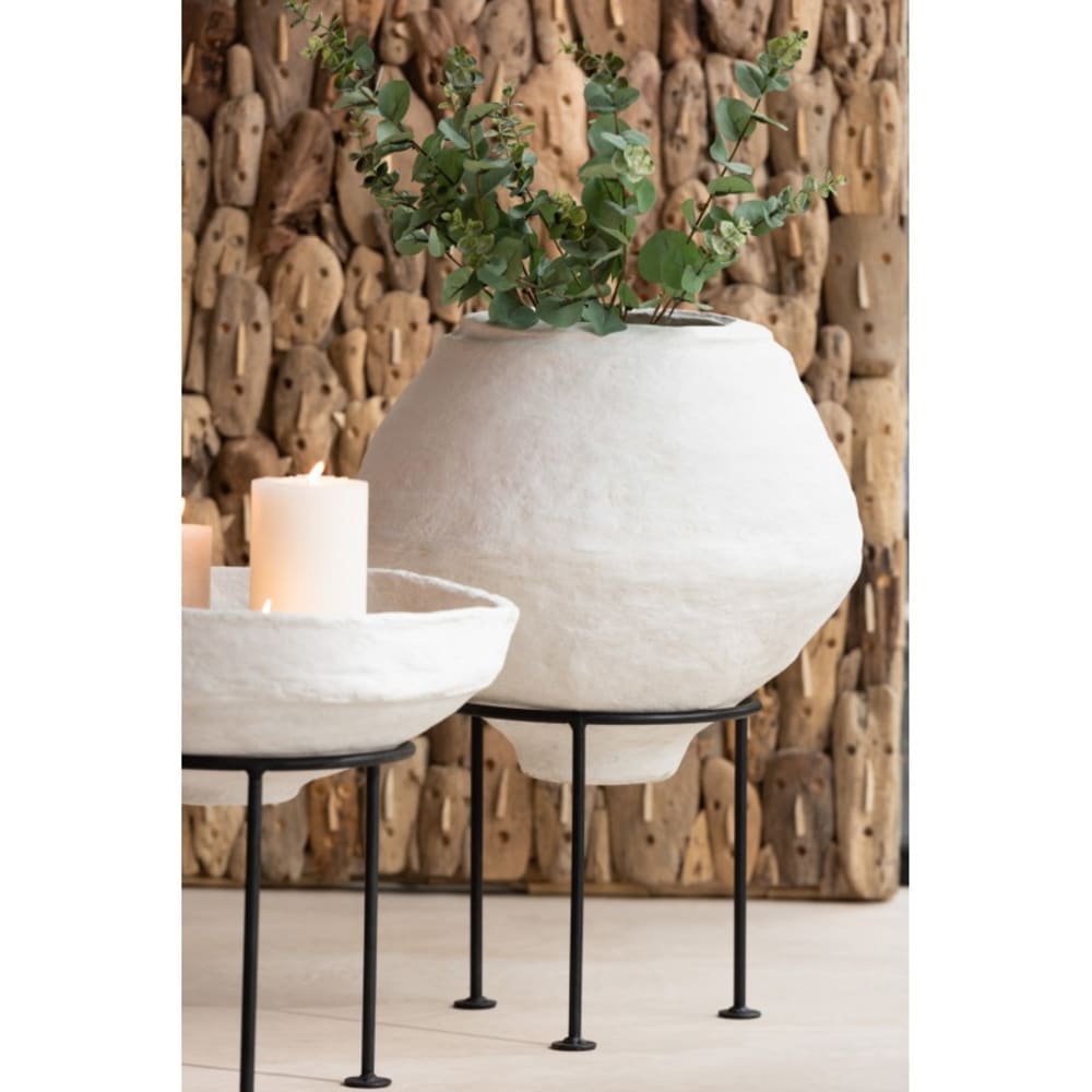 Pot sur pied en papier mâché blanc H45cm - Maisons du Monde