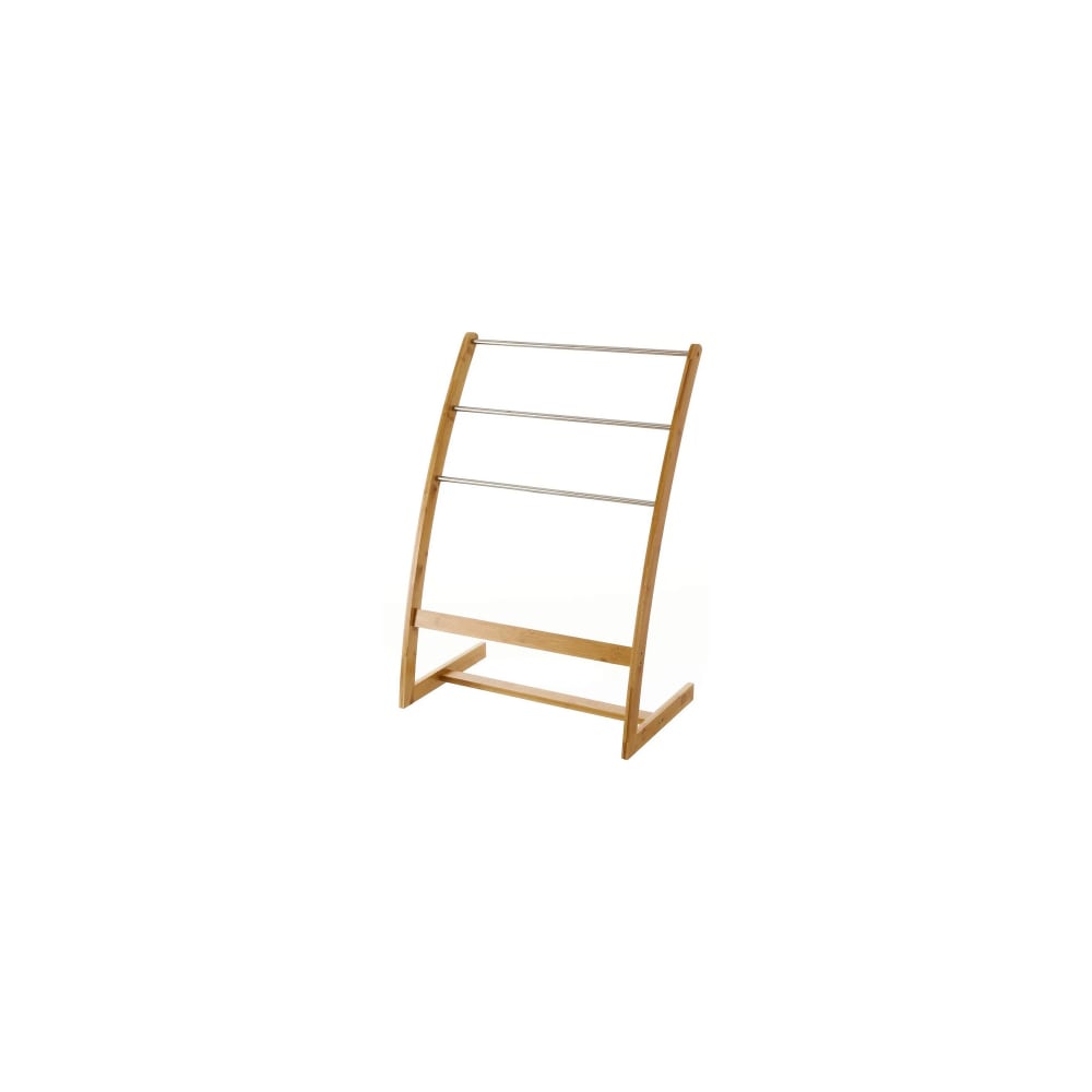 Wadiga Porte serviette sur pied en bambou et inox Marron